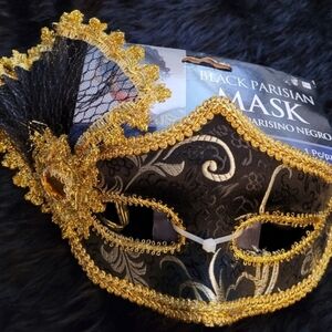 Bridgerton Style Black and Gold Masquerade Mask